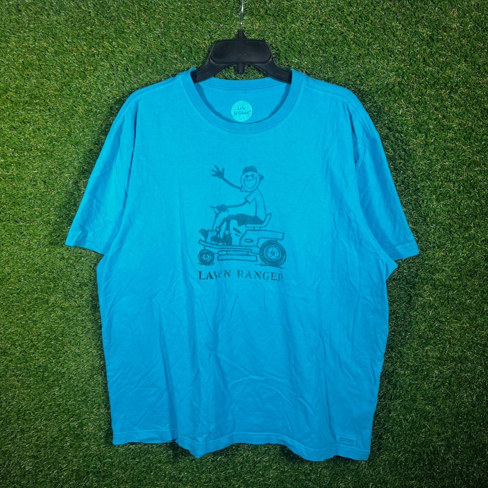 Life is Good Lawn Ranger Mens XL Blue Graphic T-Shirt Classic Fit Peru